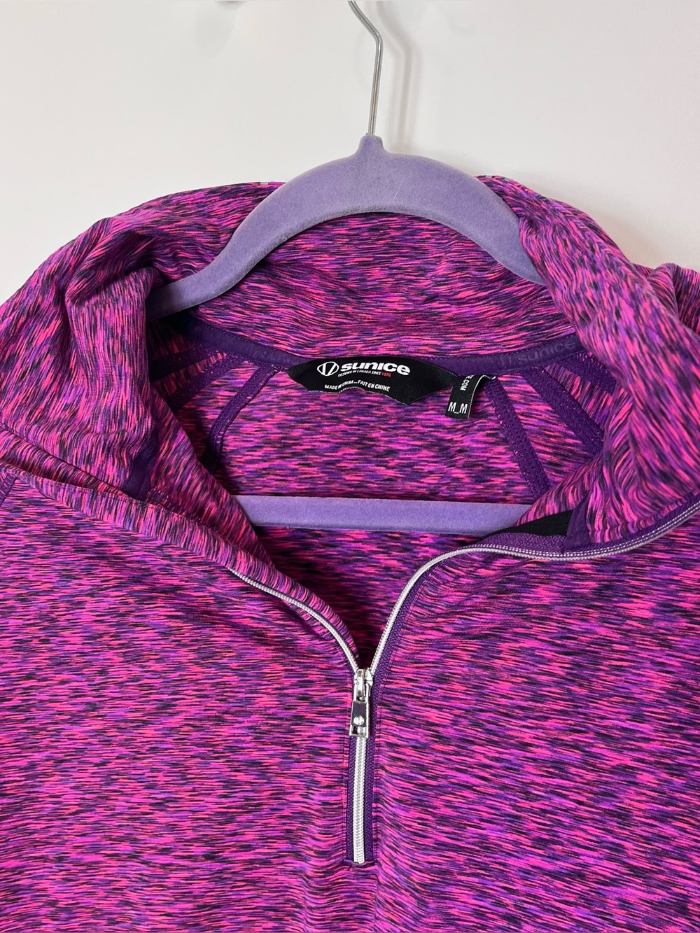 Sunice Purple Space-Dye Quarter-Zip Active Top Long Sleeve Jersey Cycling Medium - Picture 2 of 8
